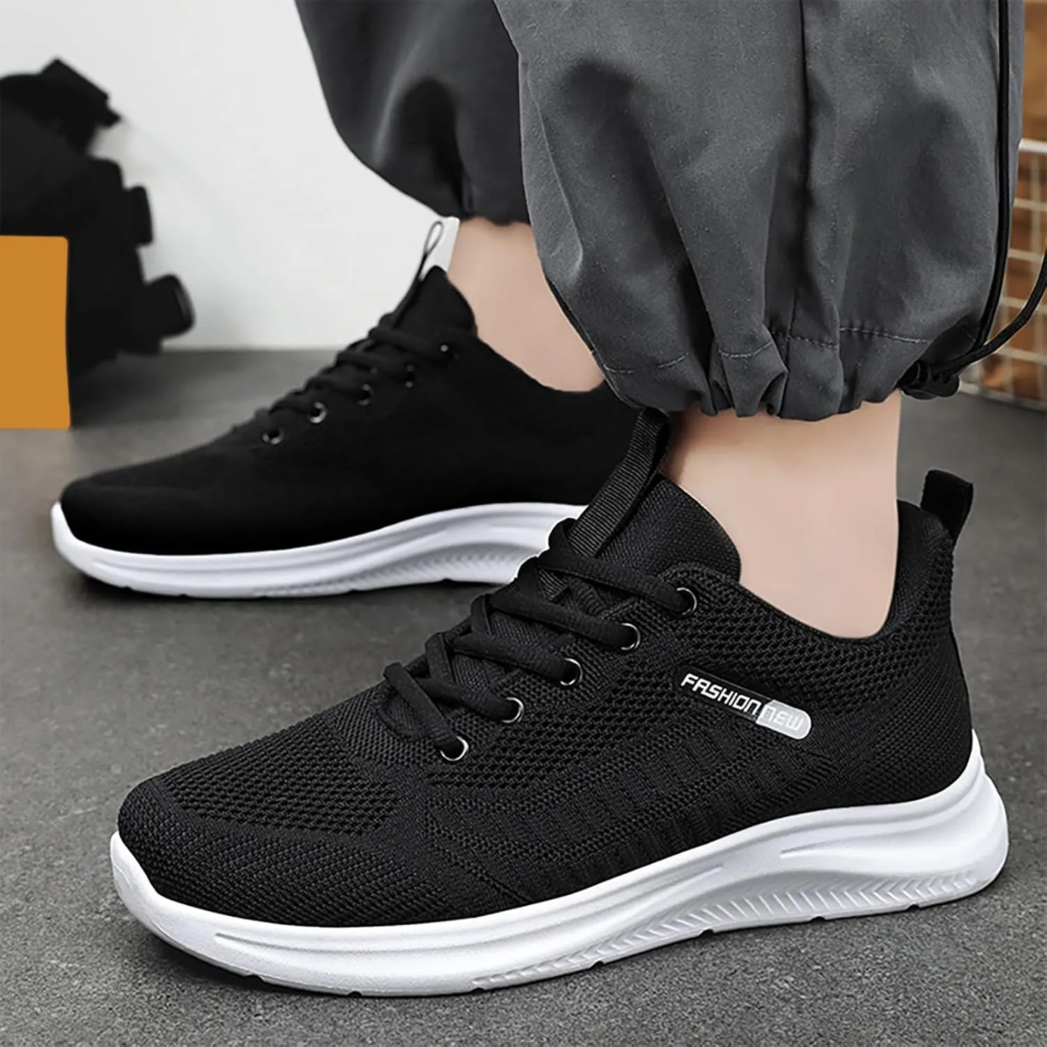 Shoes Men Slip on Sneakers Men Men's Comfortable Light Weight Slip on Shoes Men's Sneakers Non Running Lightweight Workout Black Casual for Skate for