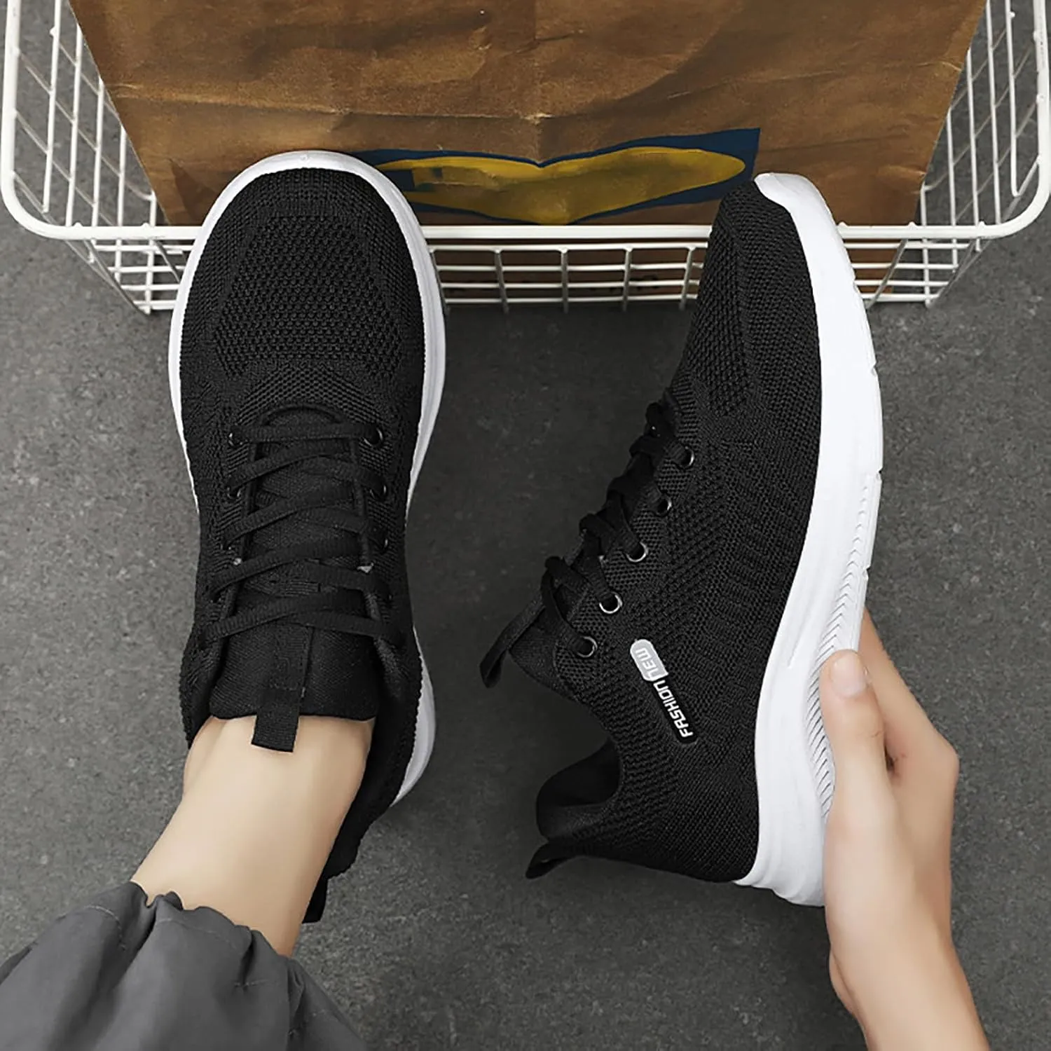 Shoes Men Slip on Sneakers Men Men's Comfortable Light Weight Slip on Shoes Men's Sneakers Non Running Lightweight Workout Black Casual for Skate for