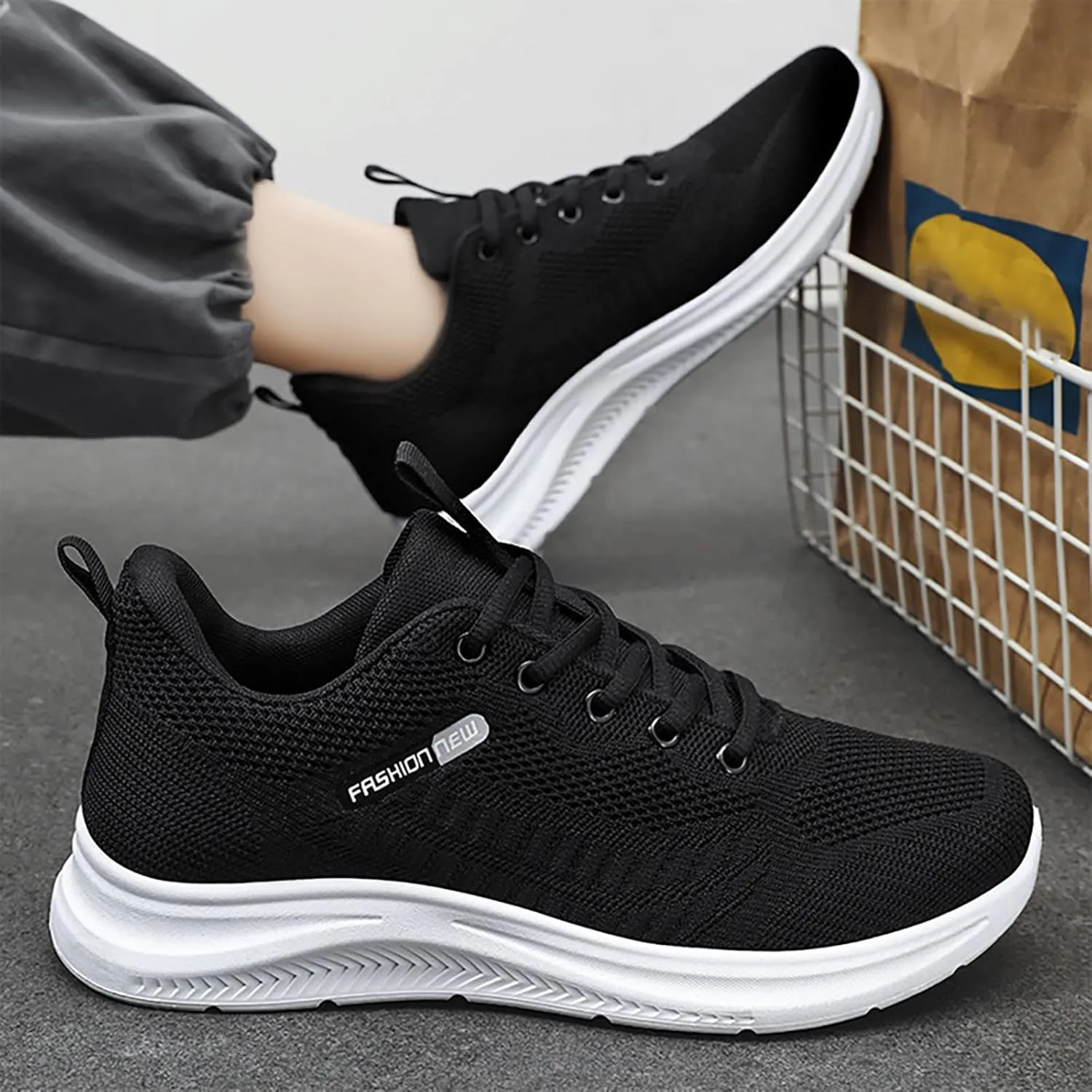 Shoes Men Slip on Sneakers Men Men's Comfortable Light Weight Slip on Shoes Men's Sneakers Non Running Lightweight Workout Black Casual for Skate for