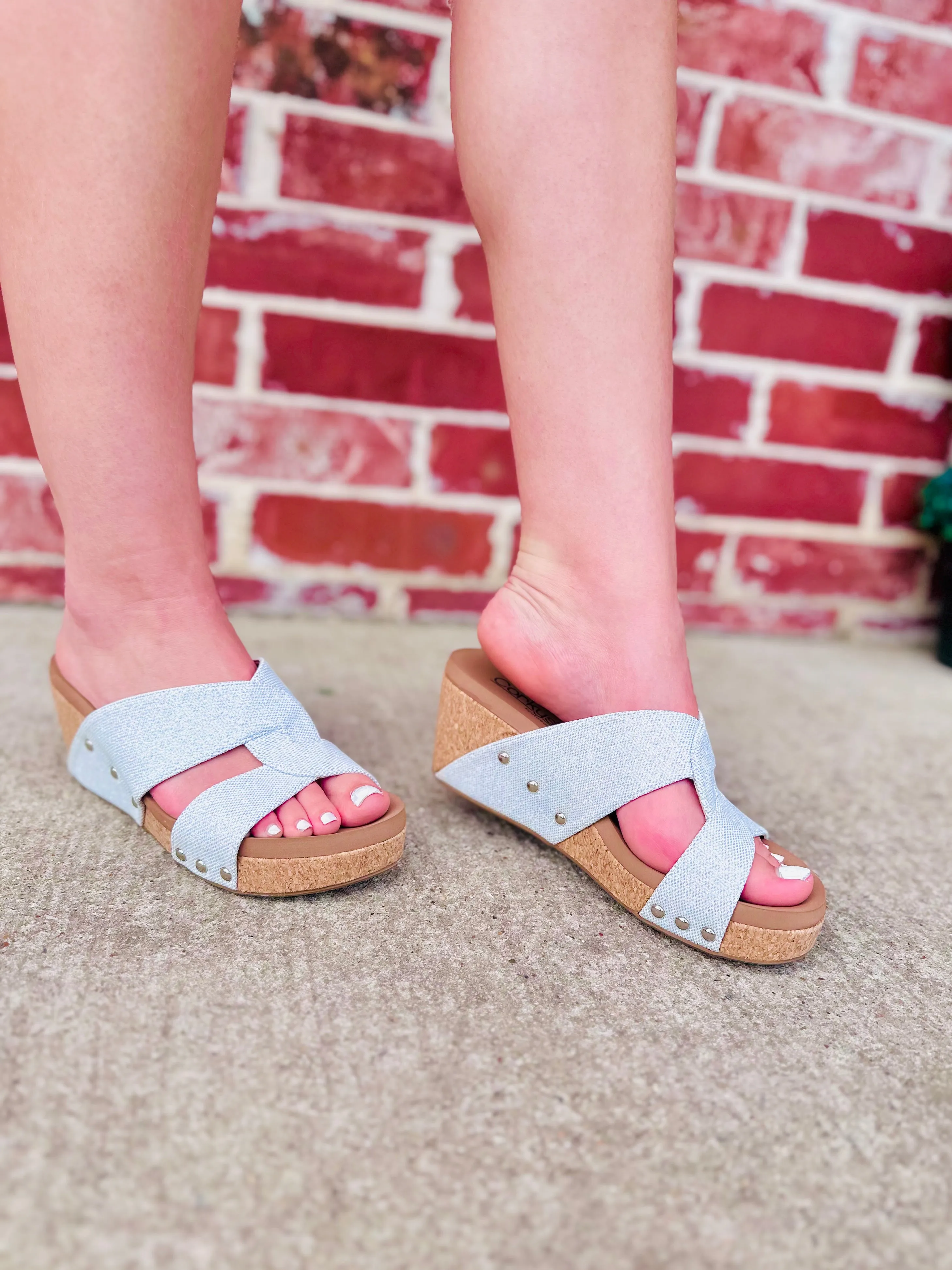 Sparkly White Corky Wedges