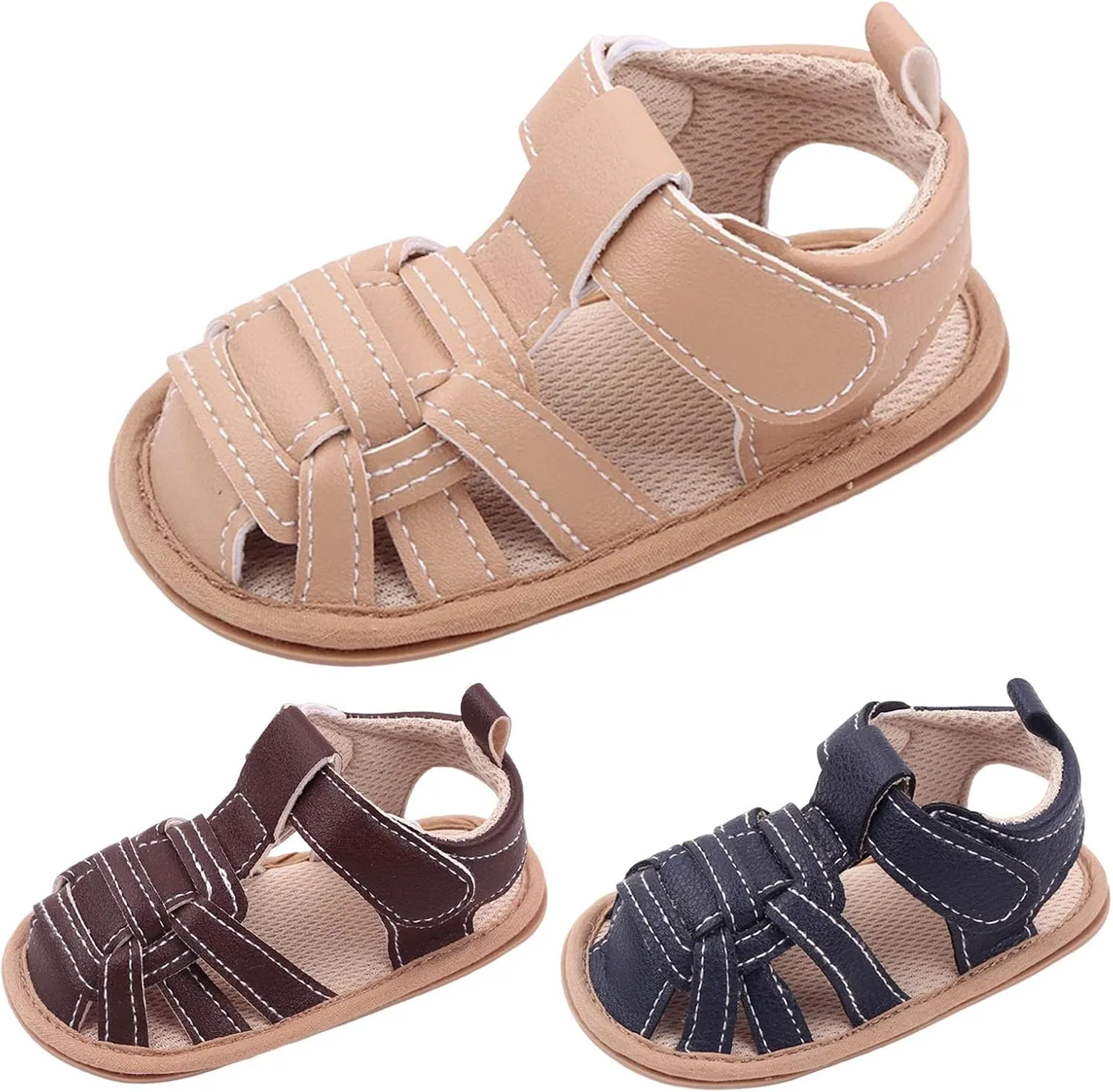 Summer Children Toddler Shoes Boys and Girls Sandals Flat Bottom Lightweight Hollow Upper Slip on Boys Shoes Size 4 (Brown, 6 Toddler)