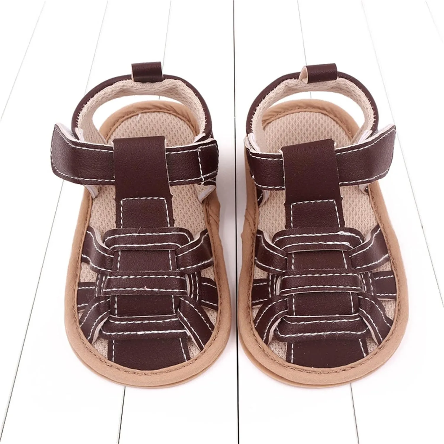 Summer Children Toddler Shoes Boys and Girls Sandals Flat Bottom Lightweight Hollow Upper Slip on Boys Shoes Size 4 (Brown, 6 Toddler)