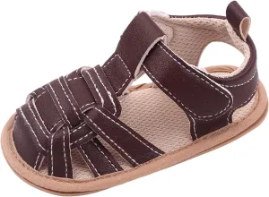 Summer Children Toddler Shoes Boys and Girls Sandals Flat Bottom Lightweight Hollow Upper Slip on Boys Shoes Size 4 (Brown, 6 Toddler)