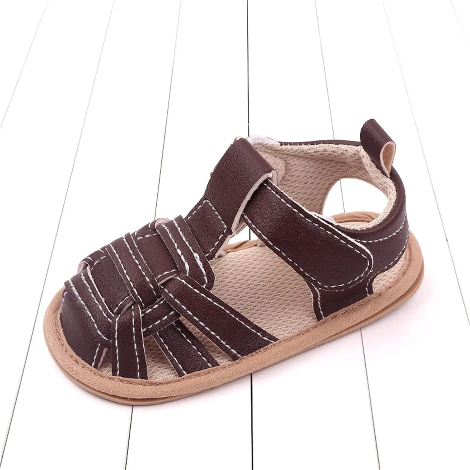 Summer Children Toddler Shoes Boys and Girls Sandals Flat Bottom Lightweight Hollow Upper Slip on Boys Shoes Size 4 (Brown, 6 Toddler)