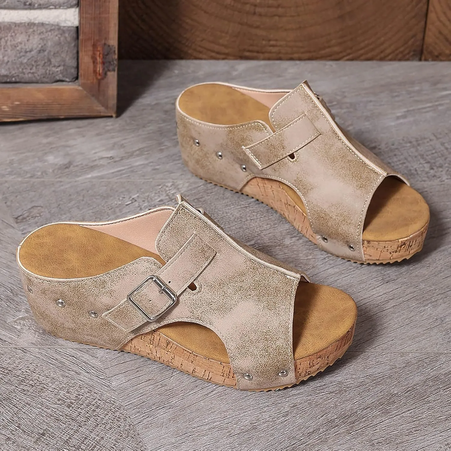 Summer Sandals for Women 2025 Trendy Dressy Platform Wedge Sandals Women's Open Toe Buckle Ankle Strap Wedges Sandal Ladies Comfortable Low Heel Shoes Wedding Party Dress Shoe