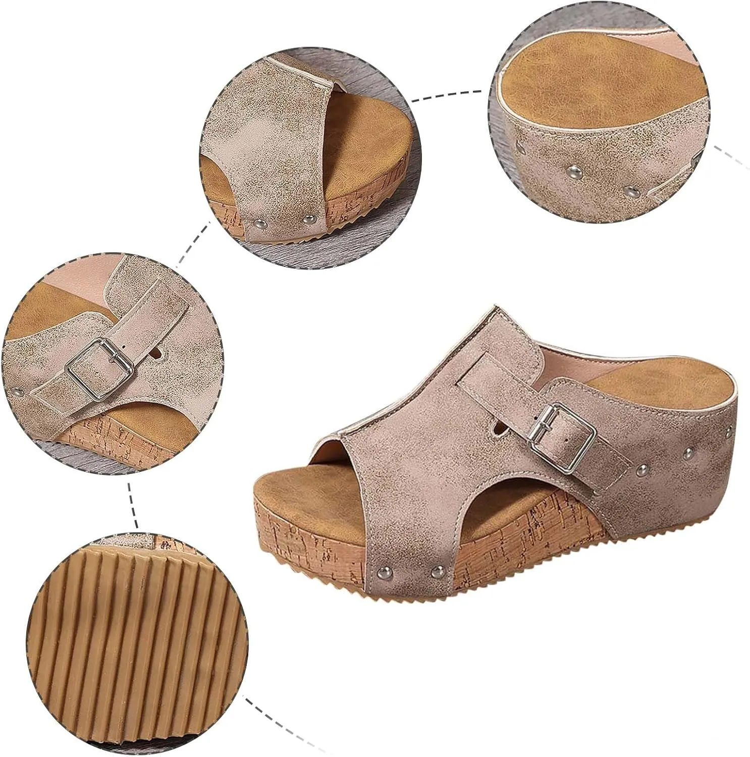 Summer Sandals for Women 2025 Trendy Dressy Platform Wedge Sandals Women's Open Toe Buckle Ankle Strap Wedges Sandal Ladies Comfortable Low Heel Shoes Wedding Party Dress Shoe