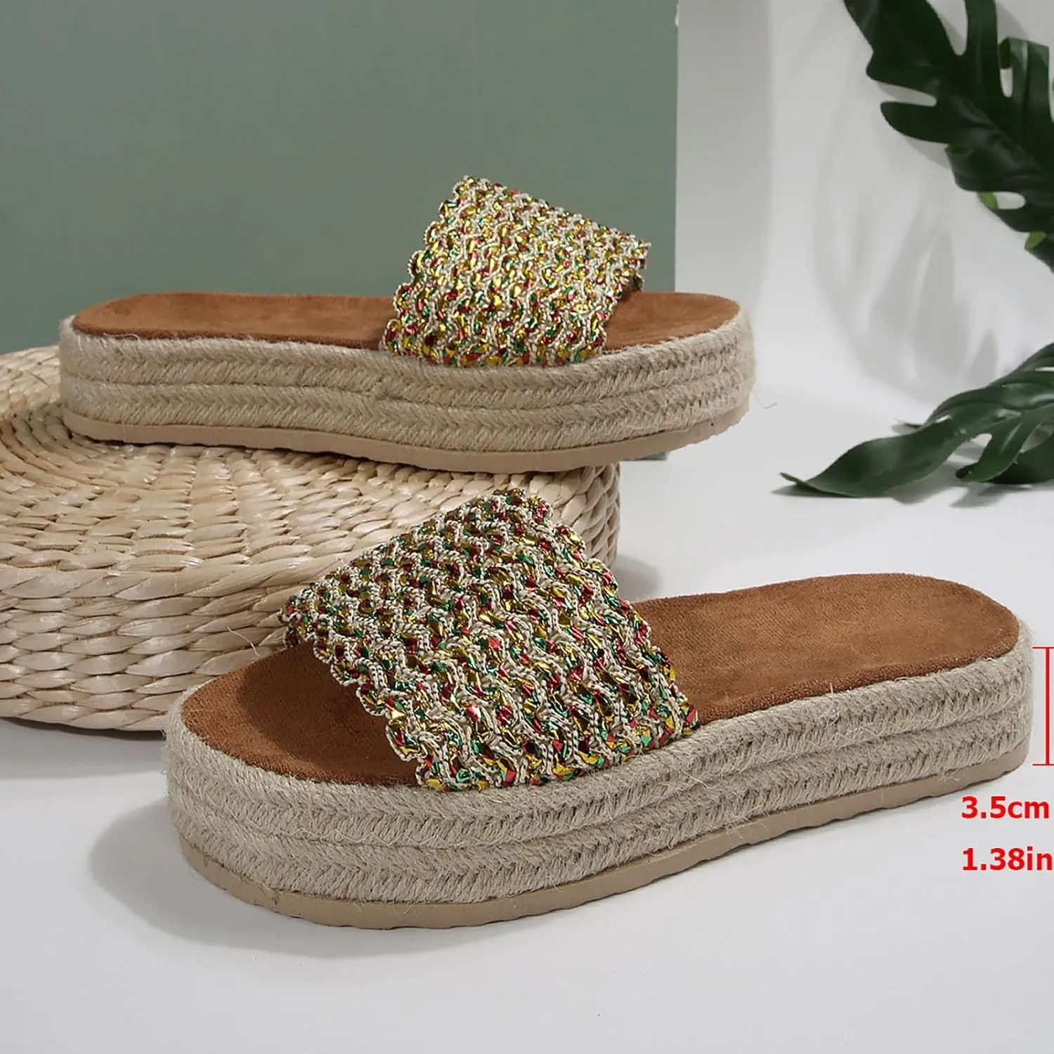 Summer Sandals for Women 2025 Trendy New Womens Platform Sandals Comfortable Slip On Shoes Dressy Wedge Sandals Casual Espadrilles Slip On Slippers Boho Beach Slides Shoes for Vacation Party