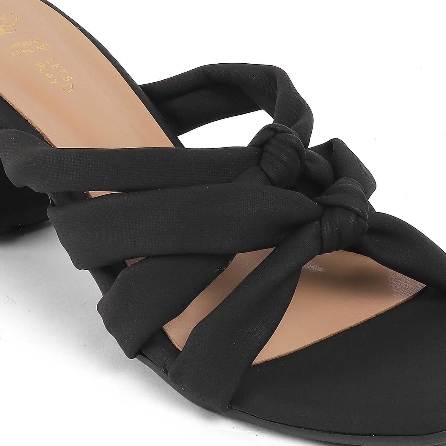Tresmode Sofstrip Black Women's Casual Block Heel Sandals
