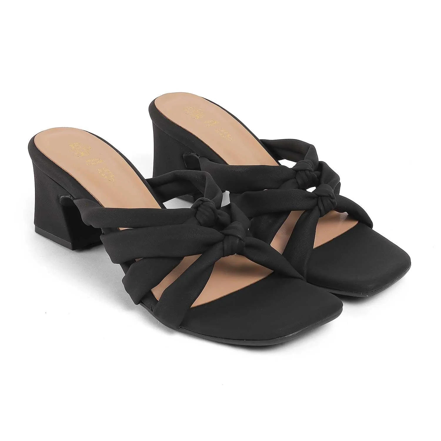 Tresmode Sofstrip Black Women's Casual Block Heel Sandals
