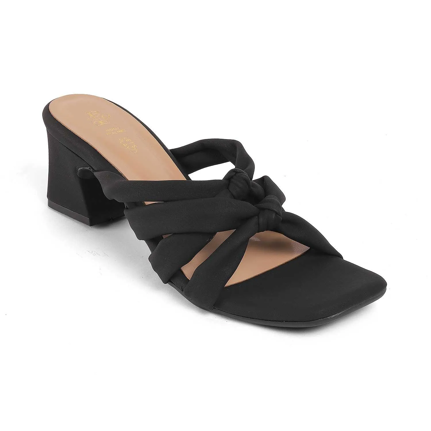 Tresmode Sofstrip Black Women's Casual Block Heel Sandals