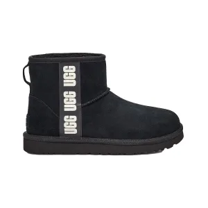 UGG Womens Classic Mini Side Logo Boots 1122558-BWHT Black/White