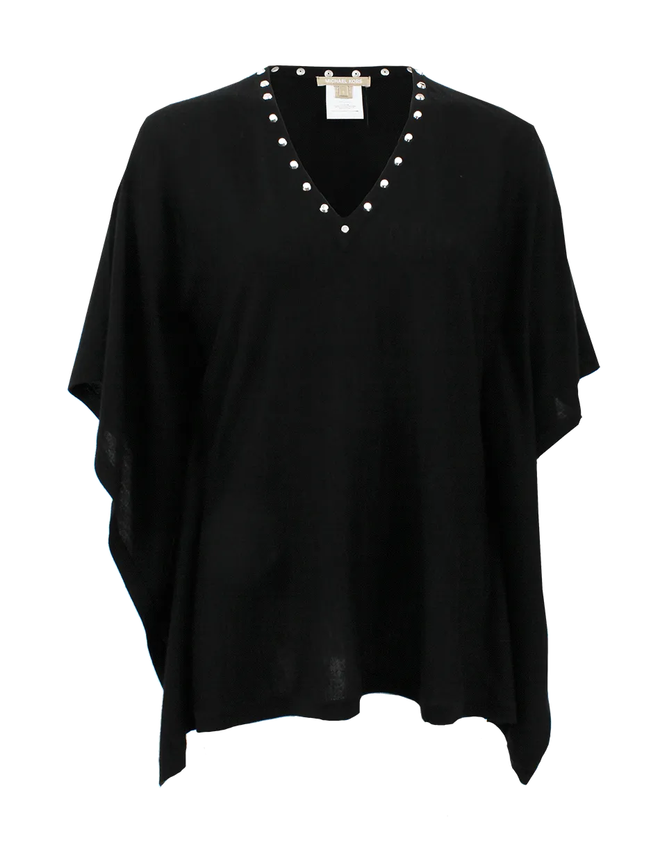 V-Neck Poncho with Studs