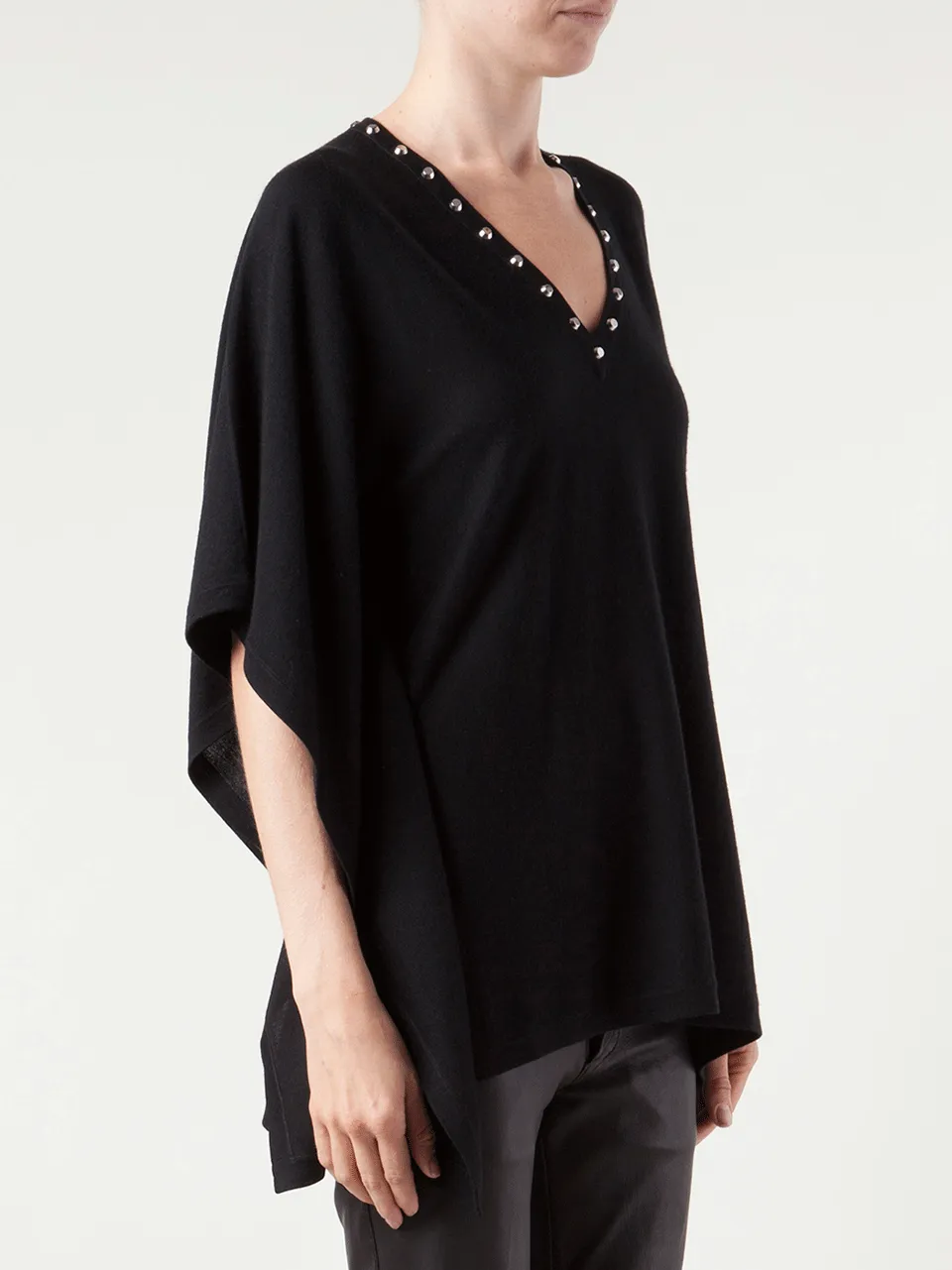 V-Neck Poncho with Studs