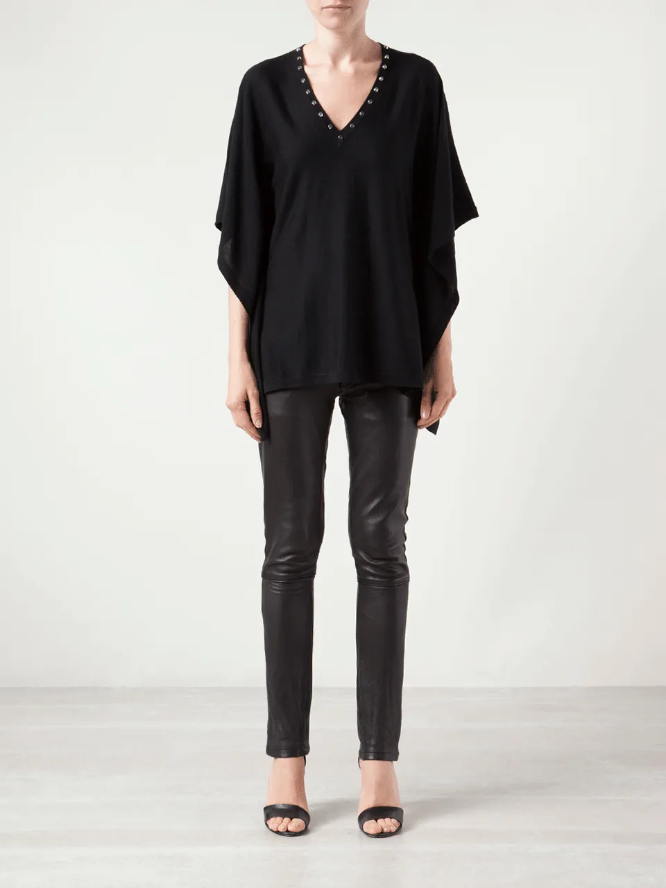 V-Neck Poncho with Studs