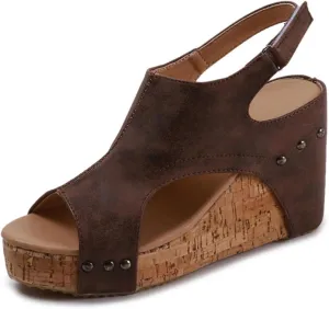 Wedge Sandals For Women Comfortable Dressy Open Toe Ankle Strap Flatform Sandals Casual Slip on Platform Summer Dress Shoes