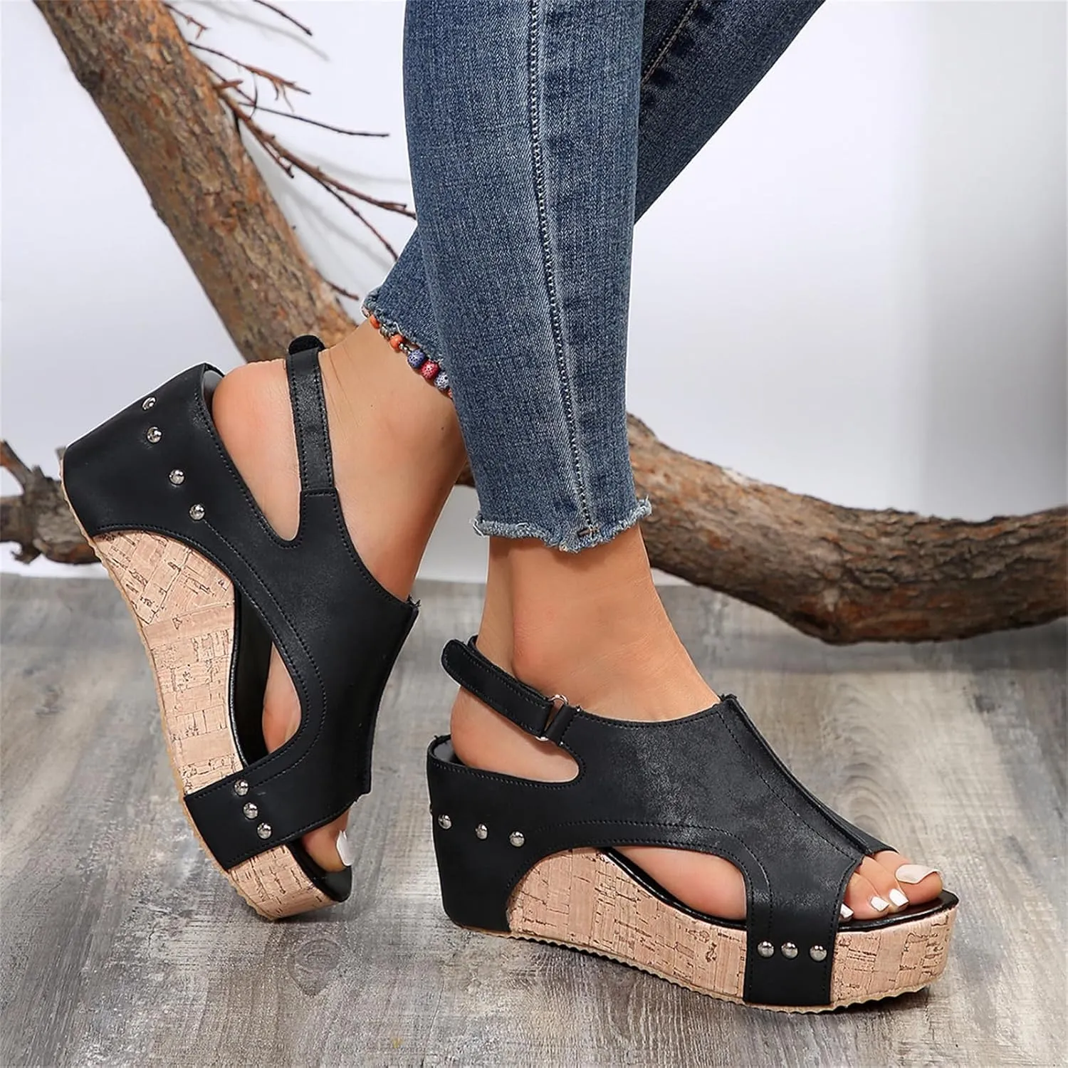 Wedge Sandals For Women Comfortable Dressy Open Toe Ankle Strap Flatform Sandals Casual Slip on Platform Summer Dress Shoes