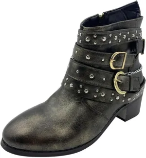 Winter Boots for Women Ankle Brown Leather Booties Women's Flat Ankle Boots Womens Black Boot Fashion Round Toe Low Heel Comfortable Pointed Toe