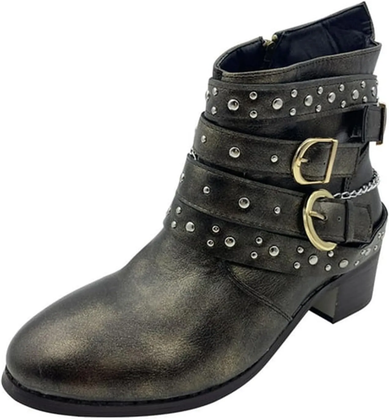 Winter Boots for Women Ankle Brown Leather Booties Women's Flat Ankle Boots Womens Black Boot Fashion Round Toe Low Heel Comfortable Pointed Toe