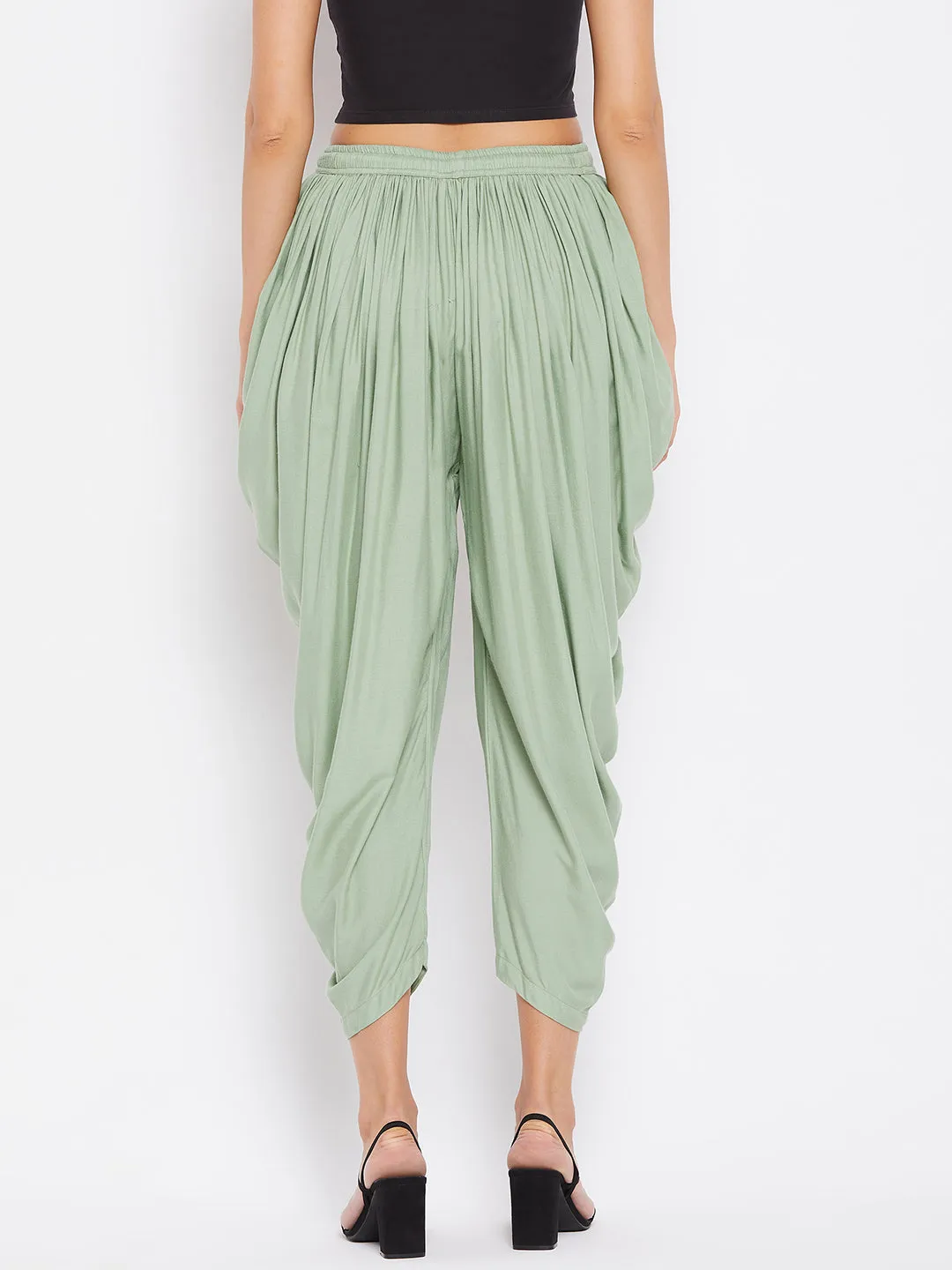 Women Pista Green Rayon Dhoti Salwar
