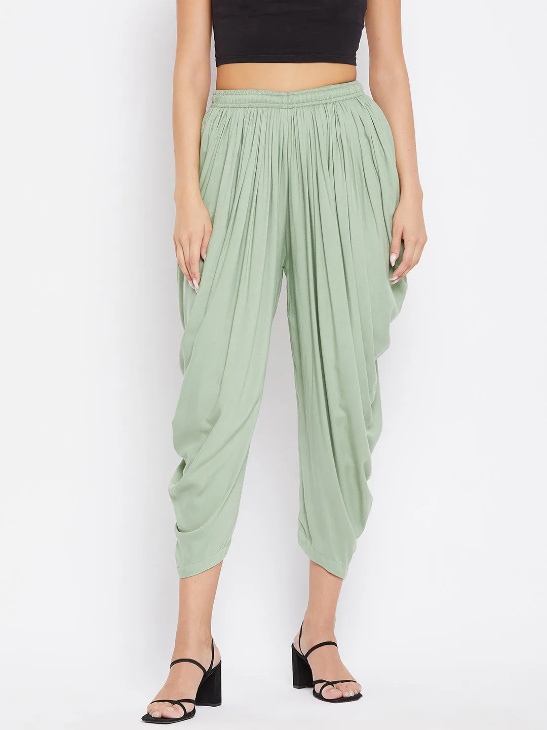 Women Pista Green Rayon Dhoti Salwar