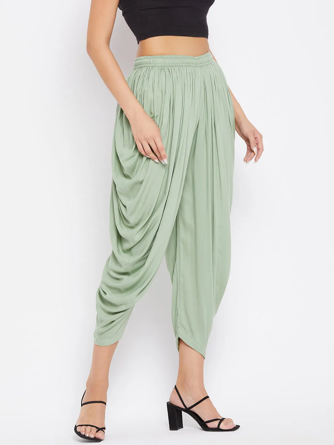 Women Pista Green Rayon Dhoti Salwar