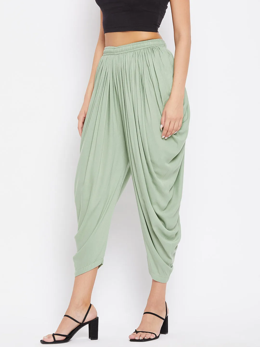 Women Pista Green Rayon Dhoti Salwar