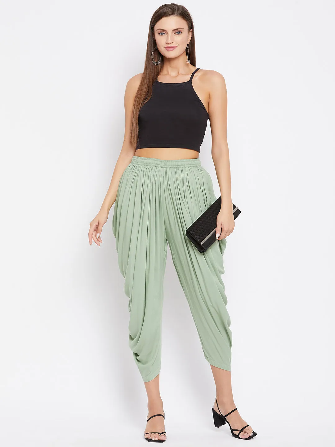 Women Pista Green Rayon Dhoti Salwar