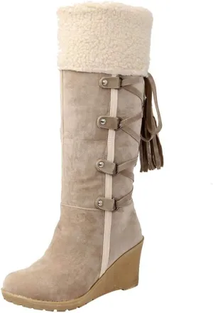 Womens Snow Boots Waterproof Insulated Pull on Winter Long Boots for Women Waterproof Snow Insulated Snow Boots Women Outdoor Slippers Boots for Women Waterproof Botas Para Frio De Mujer