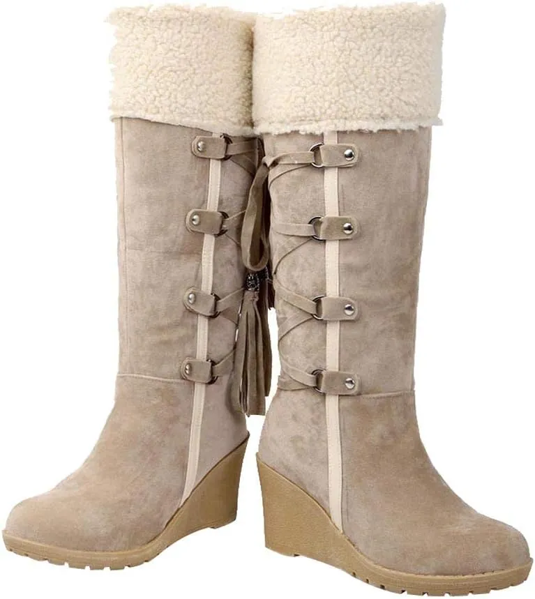 Womens Snow Boots Waterproof Insulated Pull on Winter Long Boots for Women Waterproof Snow Insulated Snow Boots Women Outdoor Slippers Boots for Women Waterproof Botas Para Frio De Mujer